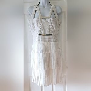 Herve Leger Off White Cocktail Dress Camila Luxurious Designer Womens Size M